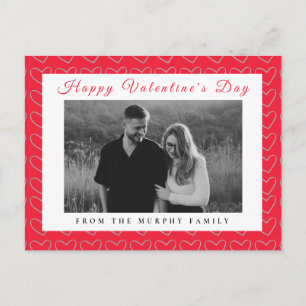 Elegant Red Hearts Happy Valentine's Day 1 Photo Holiday Postcard