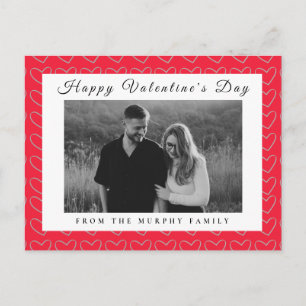 Elegant Red Hearts Happy Valentine's Day 1 Photo  Holiday Postcard