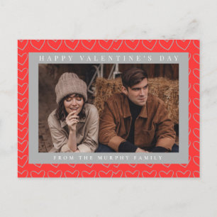 Elegant Red Hearts Happy Valentine's Day 1 Photo Holiday Postcard