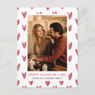 Elegant Red Hearts Happy Valentine's Day 1 Photo Holiday Postcard