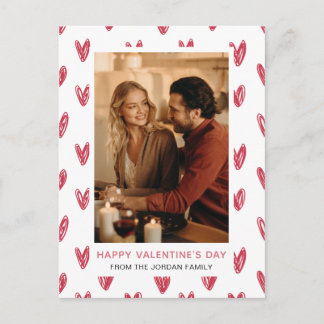 Elegant Red Hearts Happy Valentine's Day 1 Photo Holiday Postcard