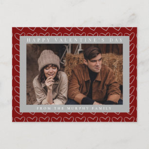 Elegant Red Hearts Happy Valentine's Day 1 Photo  Holiday Postcard
