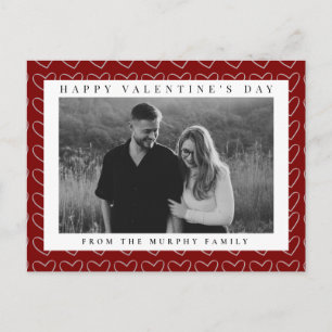 Elegant Red Hearts Happy Valentine's Day 1 Photo  Holiday Postcard