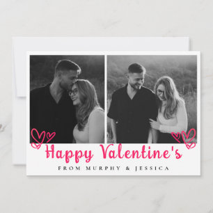 Elegant Red Hearts Happy Valentine's Day 2 Photo Holiday Card