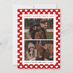 Elegant Red Hearts Happy Valentine's Day 2 Photo Holiday Card