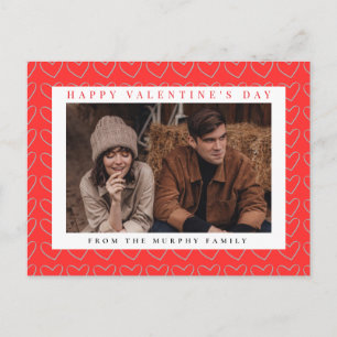 Elegant Red Hearts Happy Valentine's Day 2 Photo Holiday Postcard