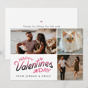 Elegant Red Hearts Happy Valentine's Day 3 Photo H Holiday Card