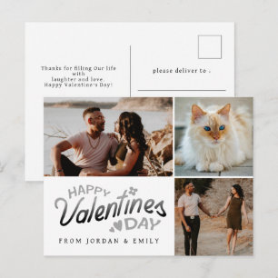 Elegant Red Hearts Happy Valentine's Day 3 Photo Holiday Postcard