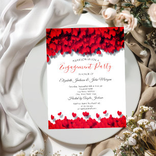 Elegant Red Hearts Invitation