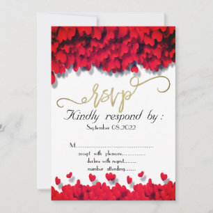 Elegant Red Hearts RSVP Wedding Invitation