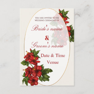 Elegant Red Hibiscus Arch Wedding Invitation