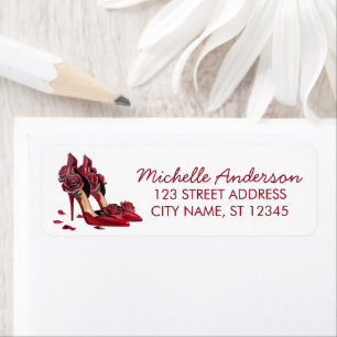 Elegant Red High Heels Return Address label       
