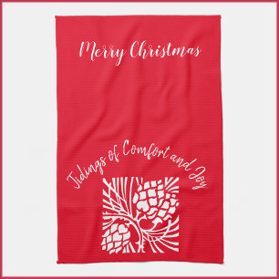 Elegant Red Holiday Season Tea Towel