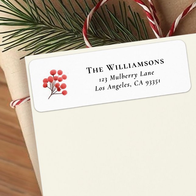 Elegant Red Holly Berry Return Address (Creator Uploaded)