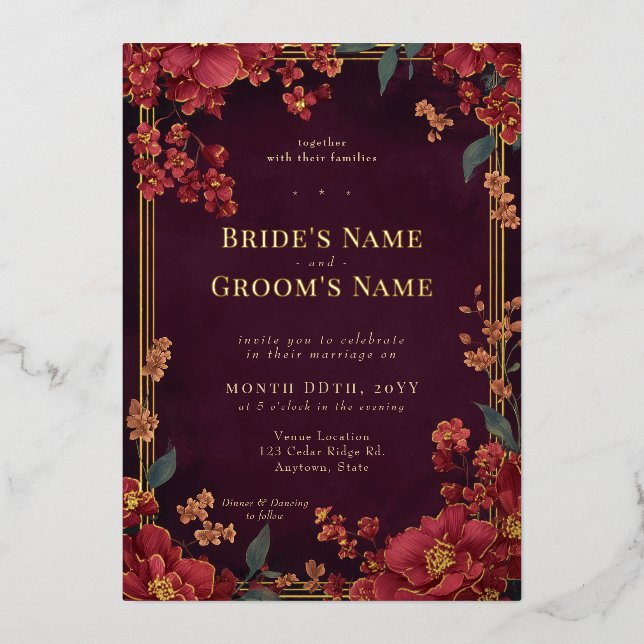 Elegant Red Jewel Tone Floral Wedding (Front)