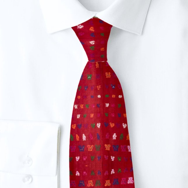 Elegant Red Knight Horses King"s Crown Motif Tie (Creator Uploaded)