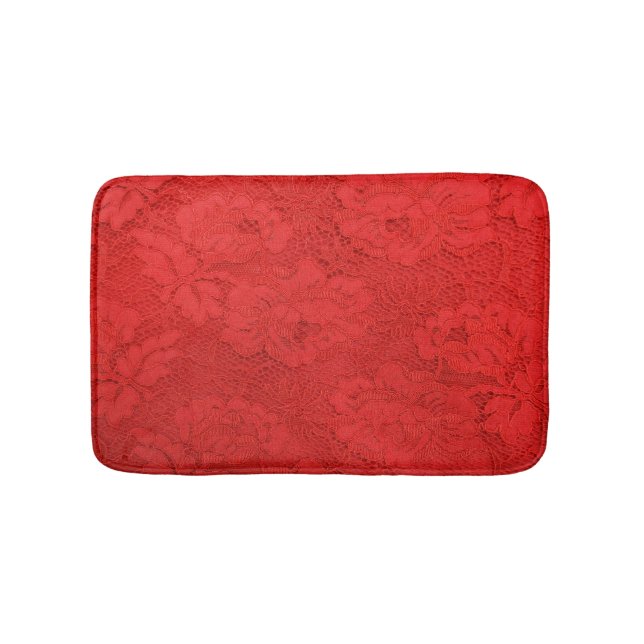 Elegant red lace, seamless texture bath mat (Front)