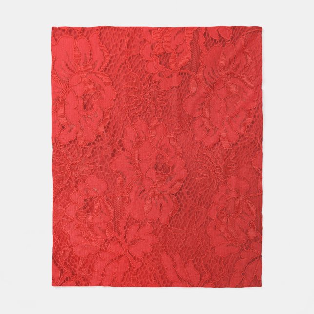 Elegant red lace, seamless texture fleece blanket (Front)