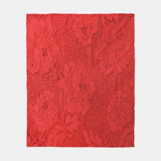 Elegant red lace, seamless texture fleece blanket (Front)