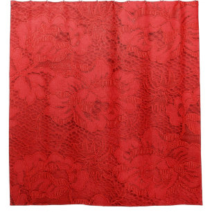 Elegant red lace, seamless texture shower curtain