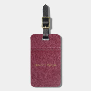 Elegant Red Leather Look Luggage Tag