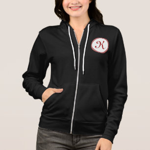 Elegant Red Letter K Monogram Customisable Hoodie