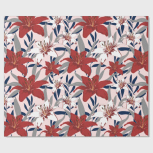 Elegant Red Lily Botanical Floral Gift & Crafts  Wrapping Paper