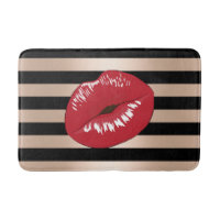 elegant red lips rose gold black stripes pattern