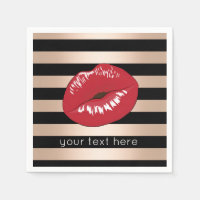 elegant red lips rose gold black stripes pattern