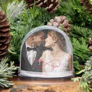 Elegant Red love You Infinity Sign Wedding Photo Snowglobe