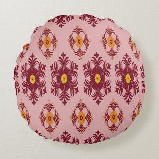 Elegant Red Mandala Geometric Bedroom & Home Texti Round Cushion