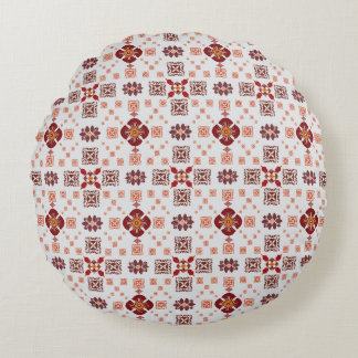 Elegant Red Mandala Geometric Bedroom & Home Texti Round Cushion