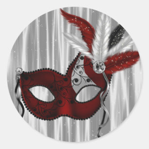 Elegant Red Masquerade Party Stickers
