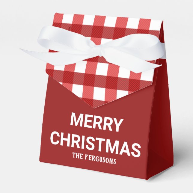 Elegant Red Merry Christmas favour box (Front Side)