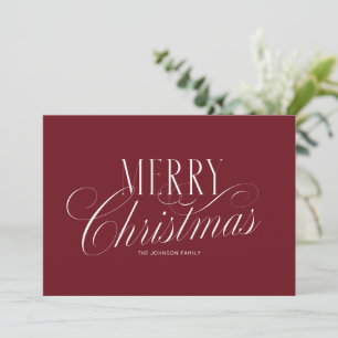 Elegant Red Merry Christmas Script Holiday Card