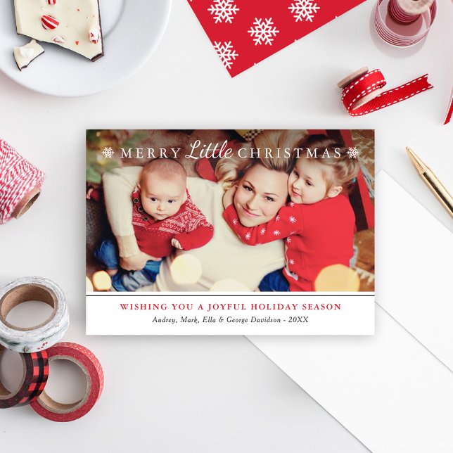 Elegant Red Merry Little Christmas Photo Holiday Card (Creator Uploaded)