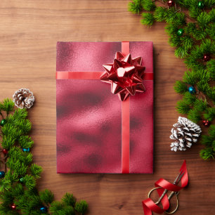 Elegant Red Metallic Holiday Christmas Wrapping Paper