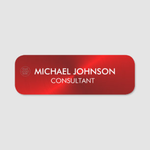 Elegant Red Metallic Professional Business Name Tag