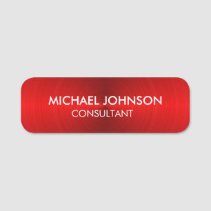 Elegant Red Metallic Professional Business Name Tag