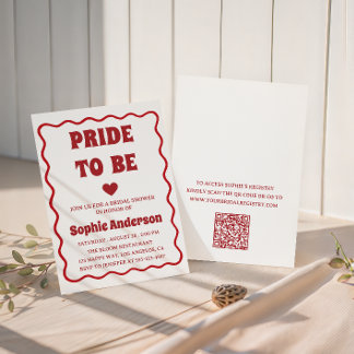 Elegant Red Minimalist Bridal Shower with QR Code Invitation