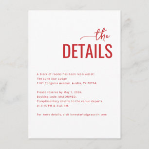 Elegant Red Minimalist Calligraphy Enclosure Card