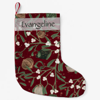 Elegant Red Mistletoe & Bauble Christmas Small Christmas Stocking