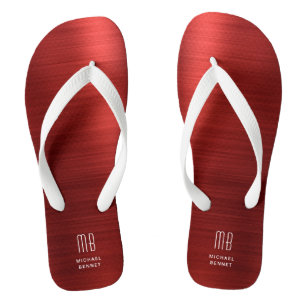 Elegant Red Monogram Jandals