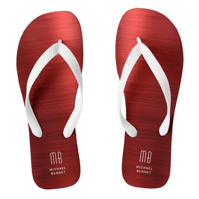 Elegant Red Monogram Jandals (Footbed)