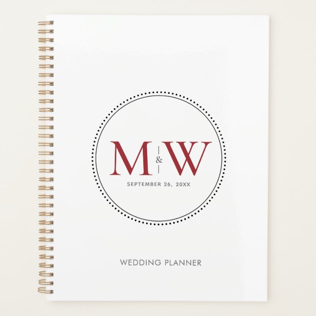 Elegant Red Monogram Wedding Planner (Front)