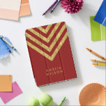 Elegant Red Name Faux Gold Chevron Pattern iPad Pro Cover<br><div class="desc">Elegant red iPad pro cover featuring faux gold chevron pattern that you can personalise with your name. Great as gifts for family and friends or for yourself. Personalise it by replacing the placeholder text. For more options such as to change the font and its size click the "Customise" button. *Please...</div>