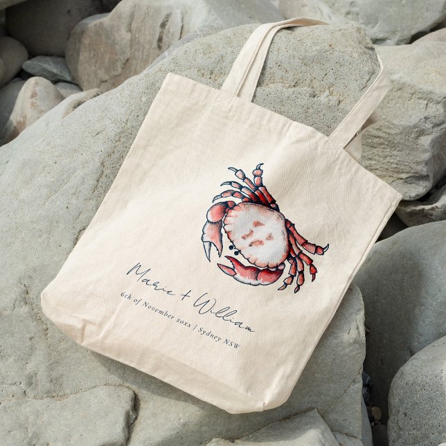 Elegant Red Navy Underwater Crab Nautical Wedding Tote Bag (Creator Uploaded)