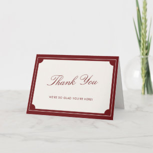 Elegant Red Old Money Wedding Thank You Card
