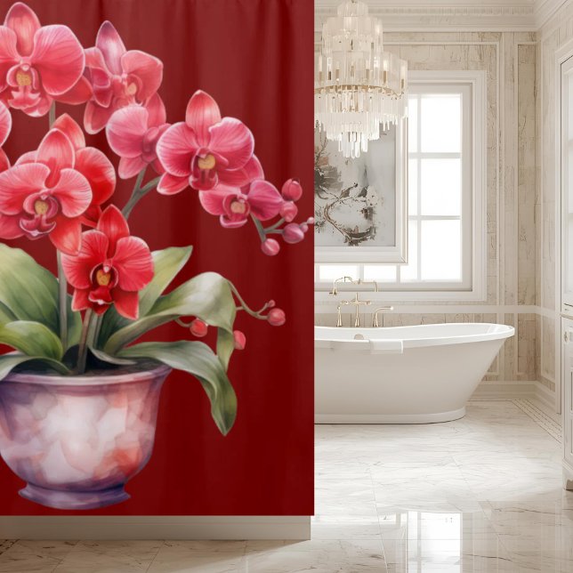Elegant Red Orchids Shower Curtain (Creator Uploaded)