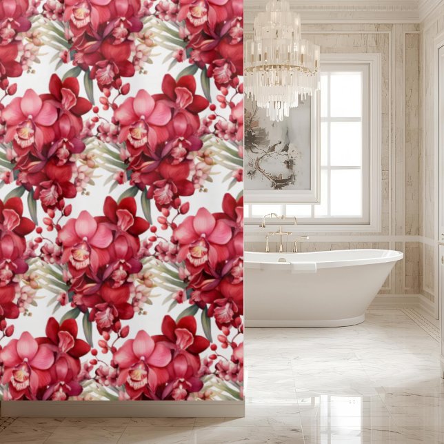 Elegant Red Orchids Shower Curtain (Creator Uploaded)